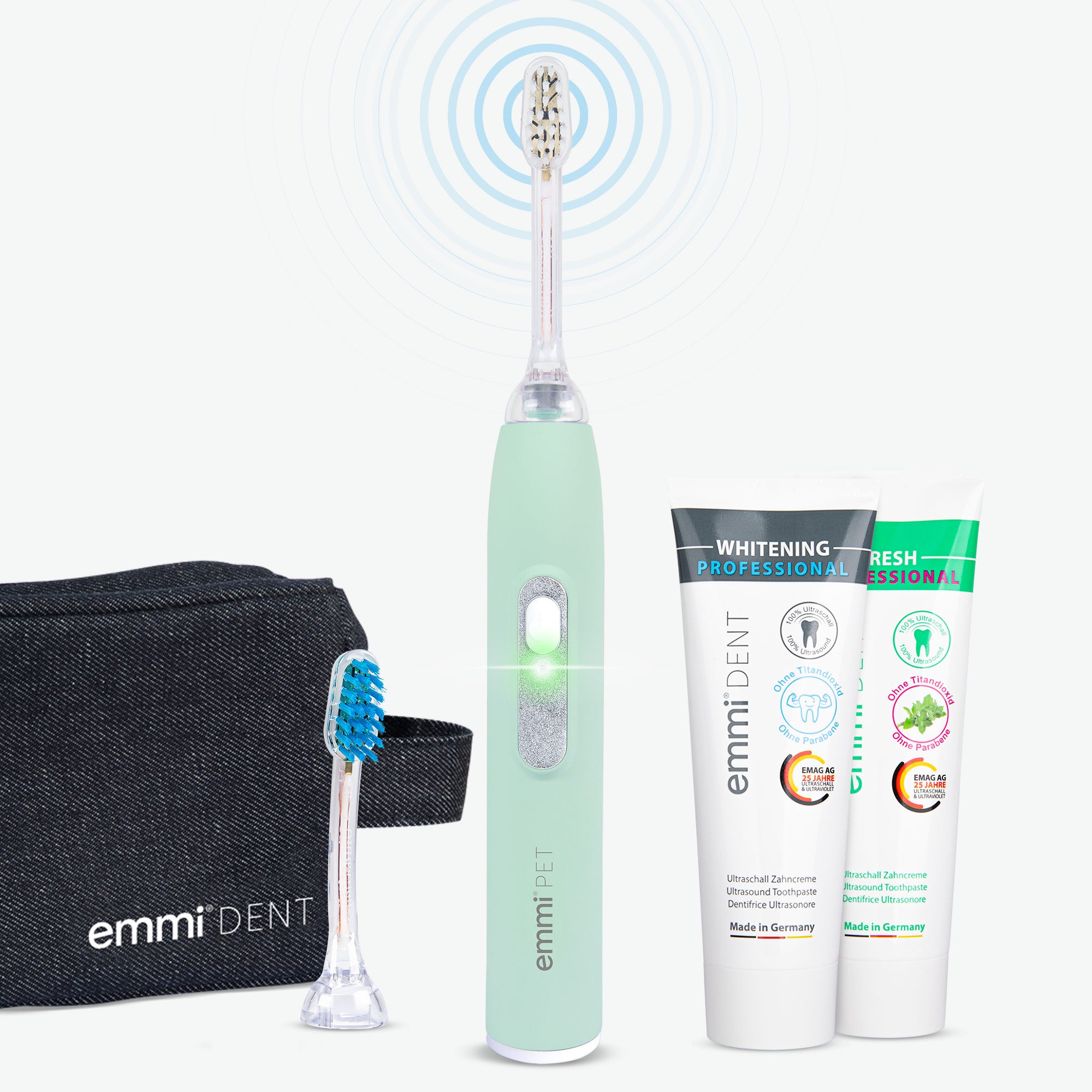 Ultrasonic Toothbrush Metallic White Teeth Set
